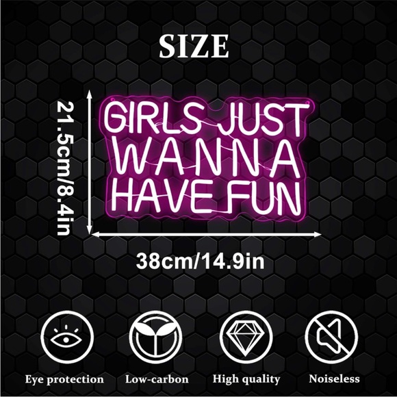 Neon Girls Just Wanna Have Fun Neon Pink LED Light Wall Wedding Party Bday Decor - Picture 5 of 7
